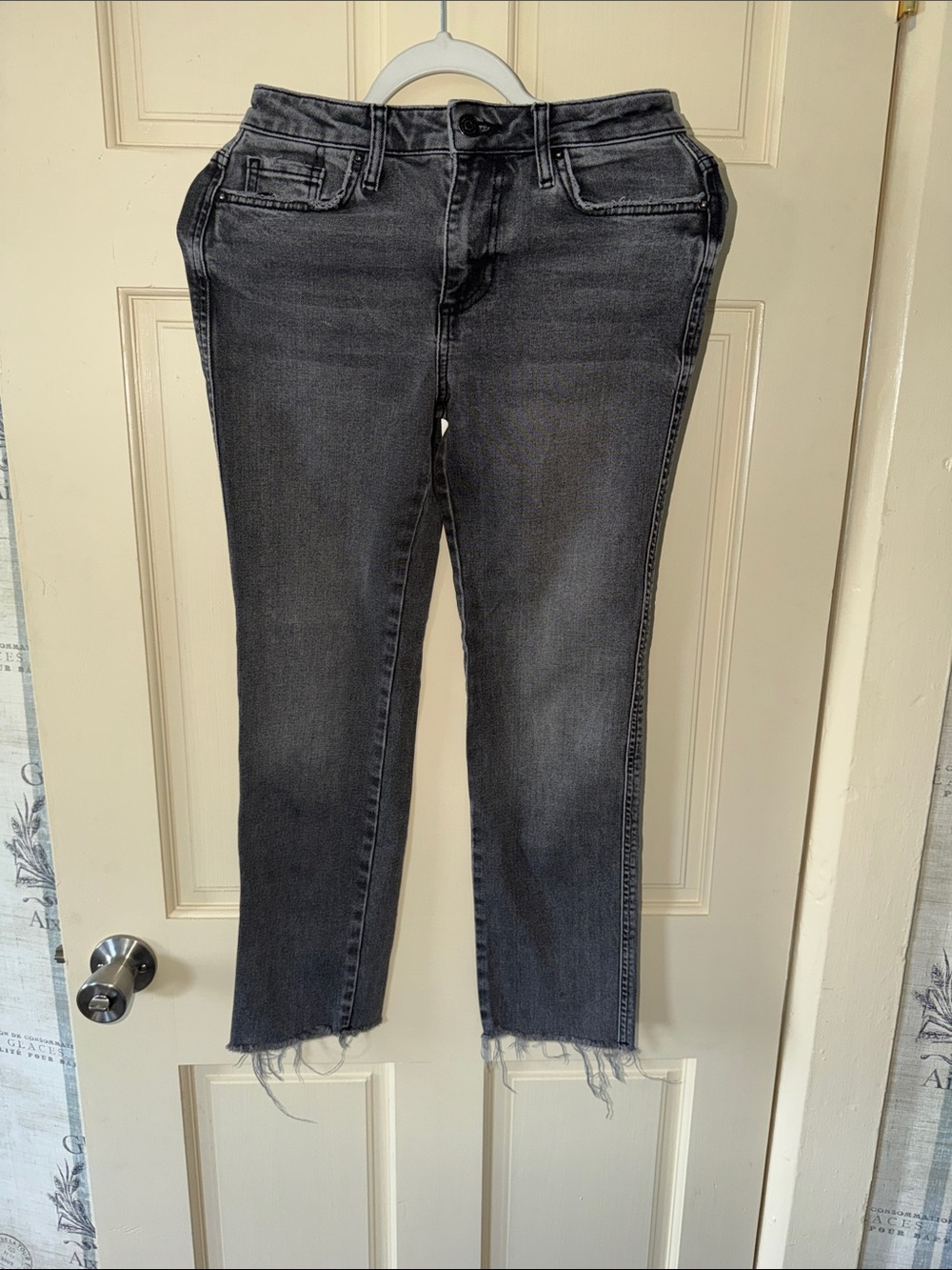 Free People Charcoal Washed Cropped Straight Jeans